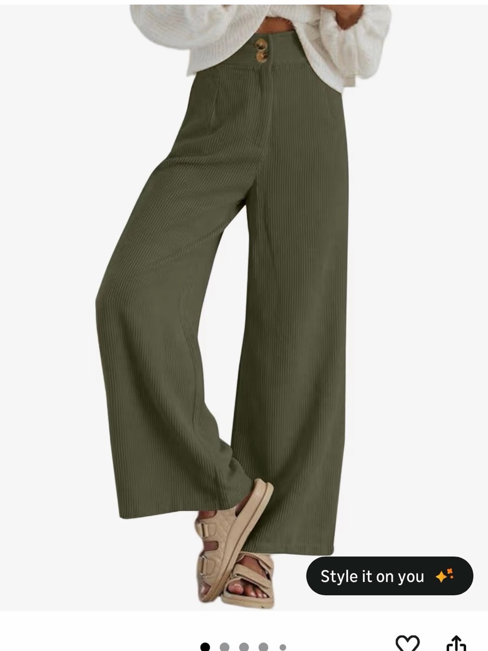 High-Rise Olive Wide-Leg Pants